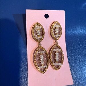 Gold and Silver Football Dangle Earrings